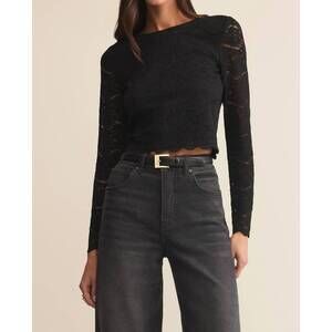 Z Supply Black Lace Long Sleeve Top